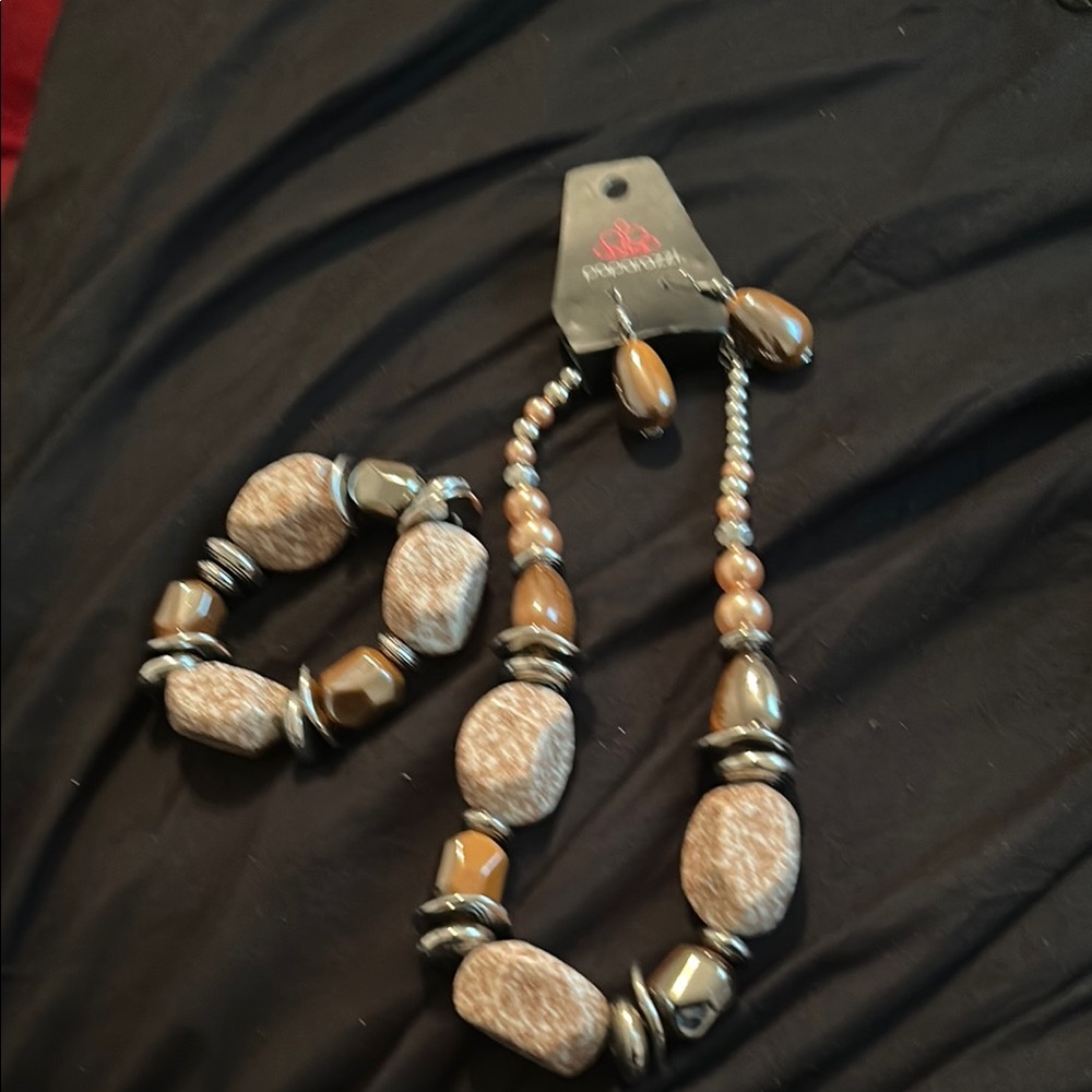 Earthy Toned Beaded Necklace with Natural Stone Texture